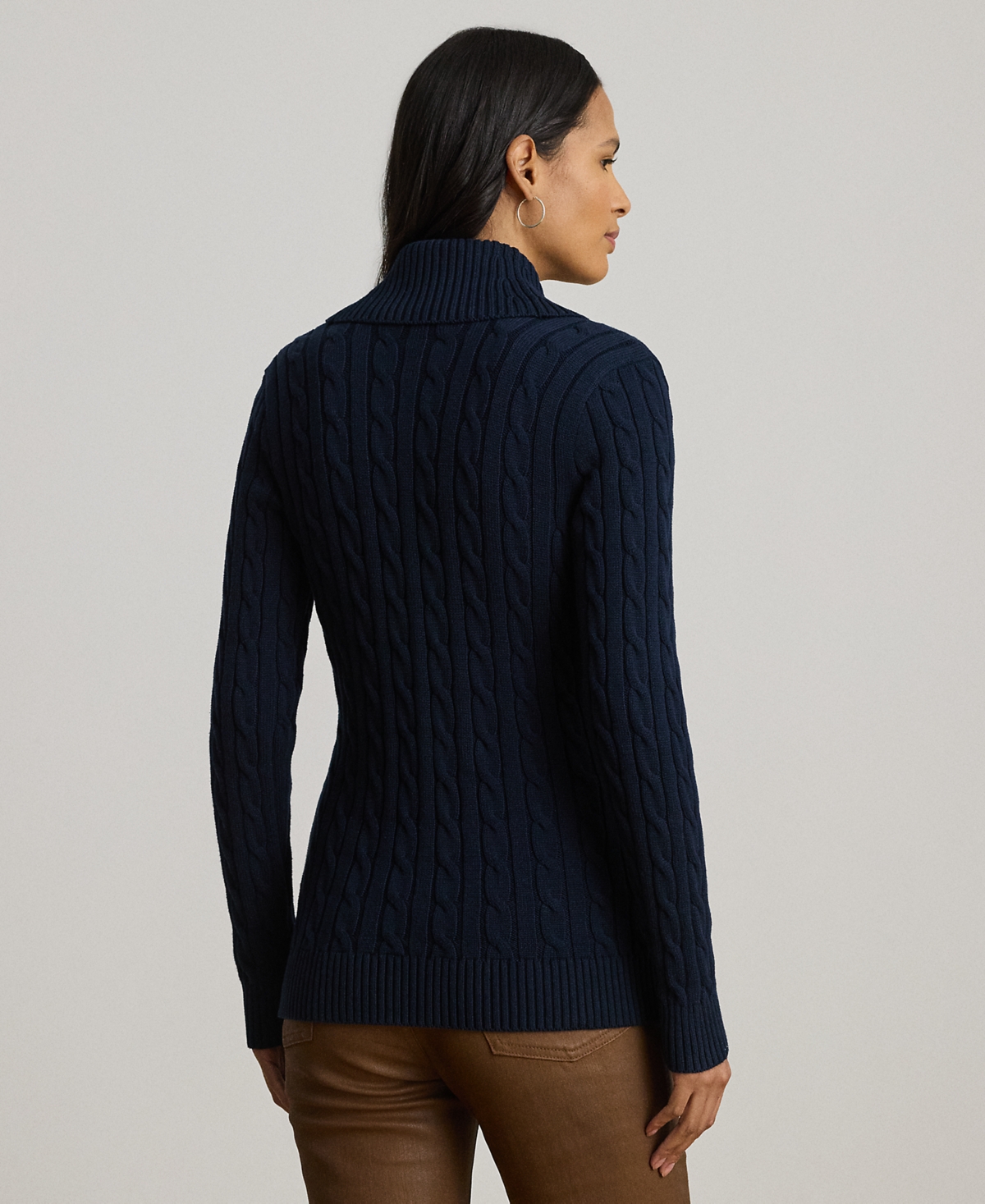 Ralph Lauren Petite Buckled Cotton Sweater In Blue