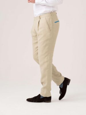 Men's Linen Wool Silk Blend Trousers