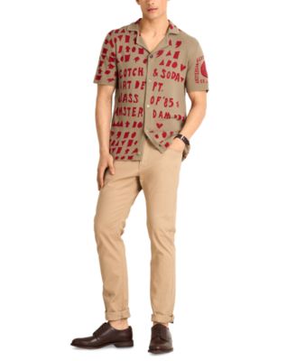 Scotch Soda Mens Slim Fit Ralston Pants Jacquard Text Logo Shirt