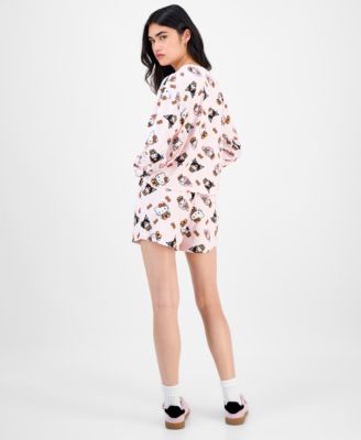 Love Tribe Juniors Spooky Cuties Shorts Shirt In Pink