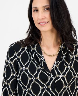 Petite Anita Ornate Printed 3/4-Sleeve Top, Macy's Exclusive