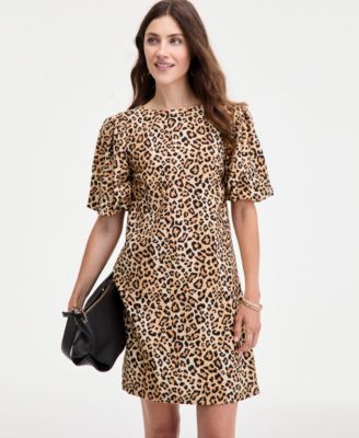 Women's Sketchy Leopard-Print Puff-Sleeve Mini Dress, Macy's Exclusive 