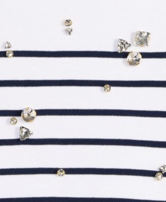 Women's Classic Stripe Embellished Cotton T-Shirt, Macy's Exclusive 