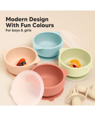 2-Pack Prep Baby Bowls with Suctions & Lids, Silicone Bowls for Baby Boy, Girl, Toddler Suction Bowl, Kids Bowl BPA-Free