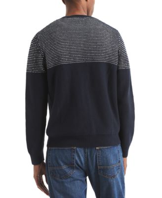 Men's Textured Colorblocked Crewneck Sweater