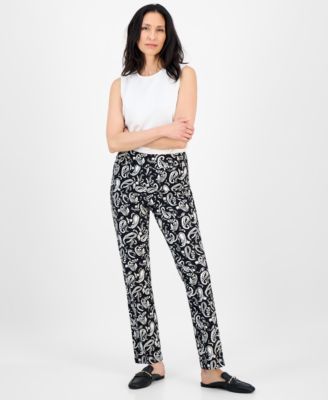 JM Collection - Women's Paisley-Print Pull-On Pants