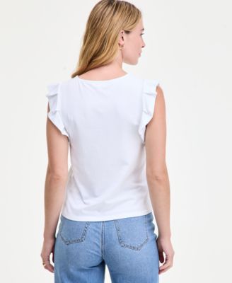 Women's Flutter-Sleeve Jersey T-Shirt, Macy's Exclusive