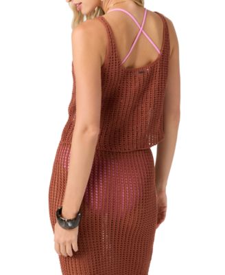 Juniors' Cropped Crochet Tank Top Cover-Up