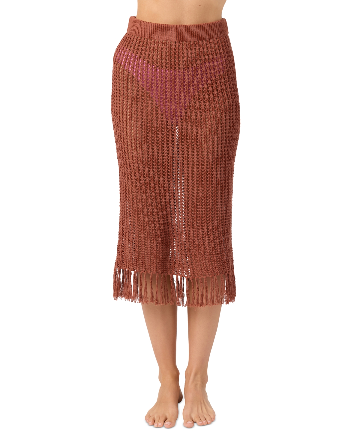 O'neill Juniors' Pull-on Crochet Skirt Cover-up In Brown