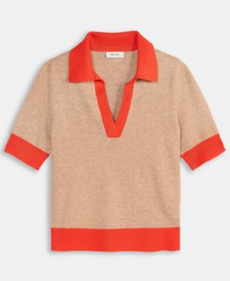 Women's Colorblocked Polo Short Sleeve Sweater, Macy's Exclusive 