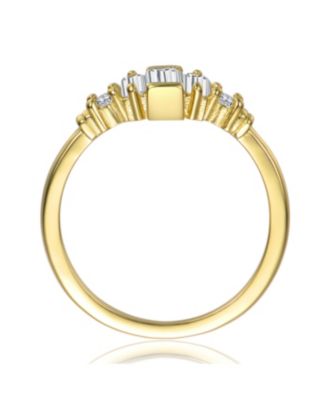 14K Gold Plated with Clear Cubic Zirconia Cocktail Ring