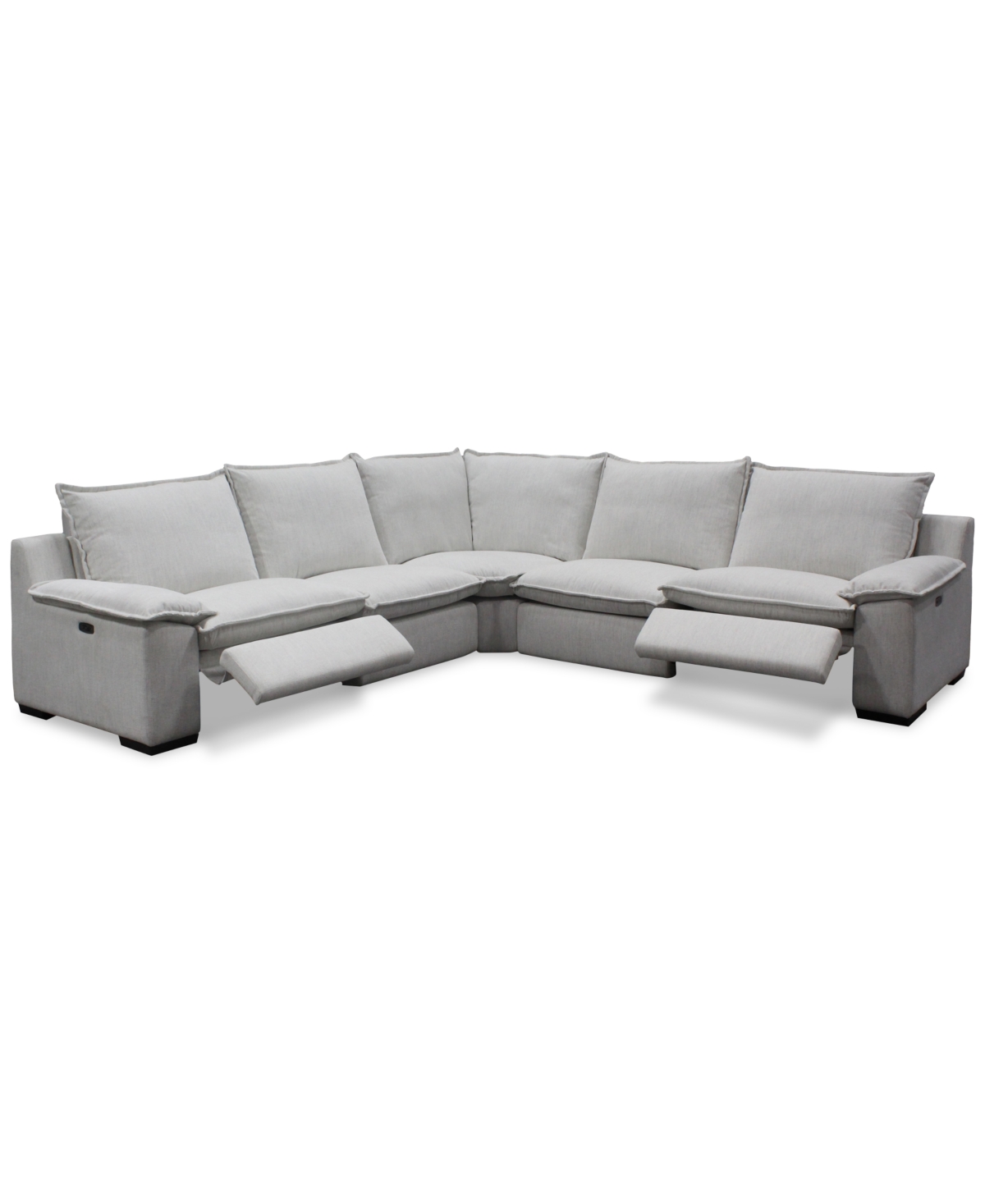Macy's Borsi 5-pc. Sectional With 2 Power Recliners In Brown
