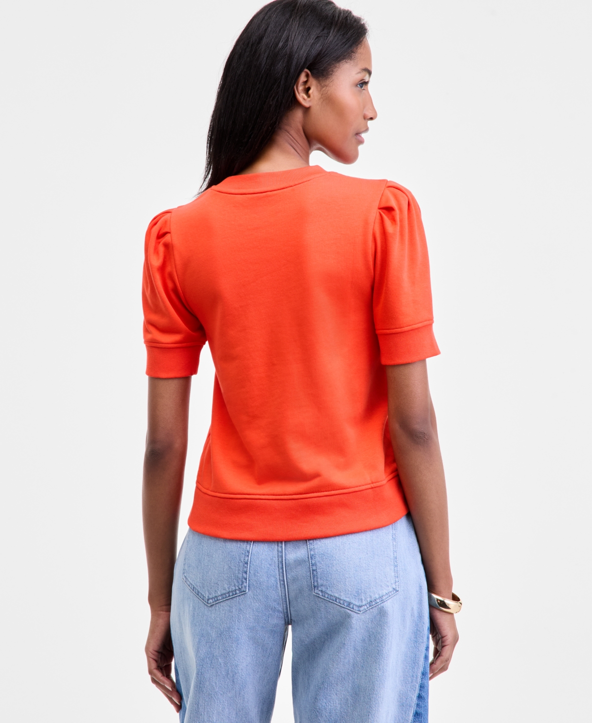 On 34th Women's Mock Neck Elbow-sleeve Top, Created For Macy's In Orange