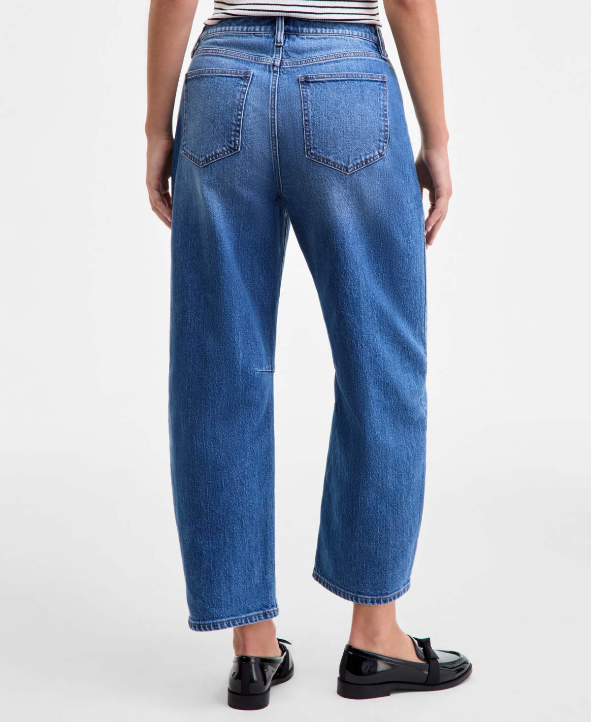 On 34th Women's Cropped High-rise Barrel-leg Jeans, Macy's Exclusive In Blue