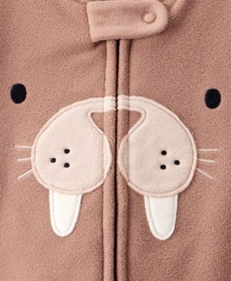  Baby Boys Walrus Loose-Fit 2-Way-Zip 1-Piece Footed Pajamas