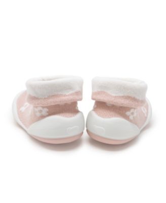Baby Girls First Walk Sock Shoes Daisies - Mauve