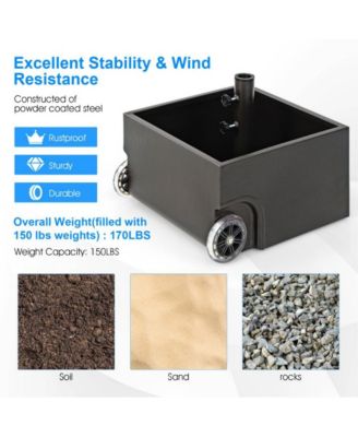 150 Pounds Patio Umbrella Base Stand Wheels Planter Outdoor