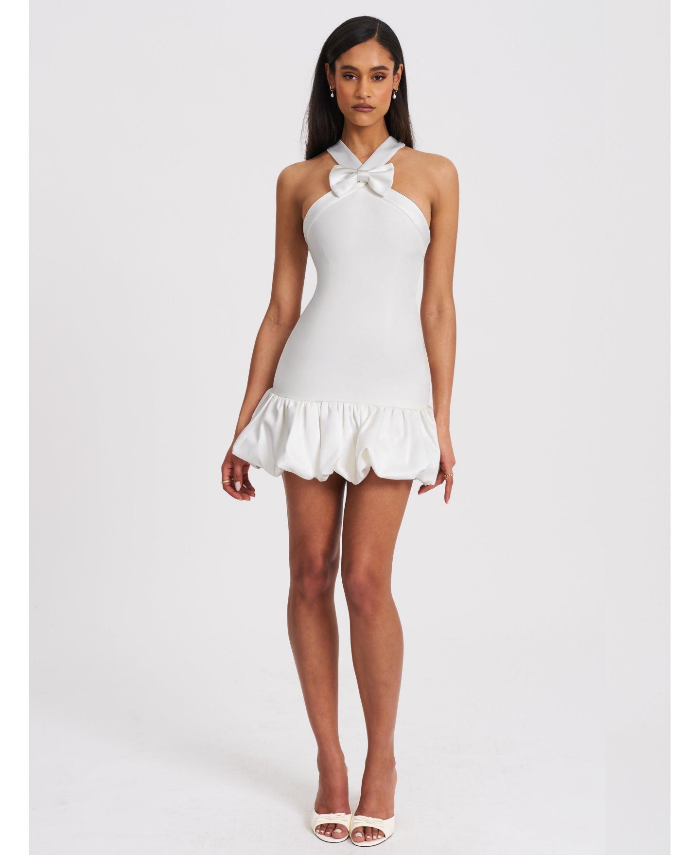 Женское платье Miss Circle Barbra White Cross Straps Bodycon Mini with Bubble Hem, цвет: Белый — фото 6
