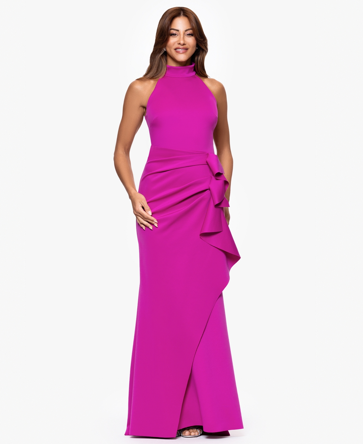 Women's Ruffled Sleeveless Scuba Fit & Flare Dress - Midnight