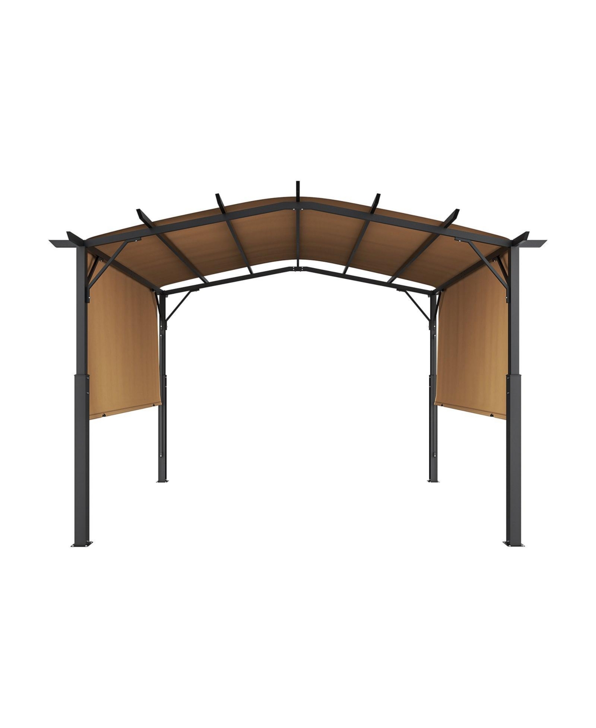 Outdoor Retractable Pergola with Canopy Arched Top Metal Patio Pergola - Brown