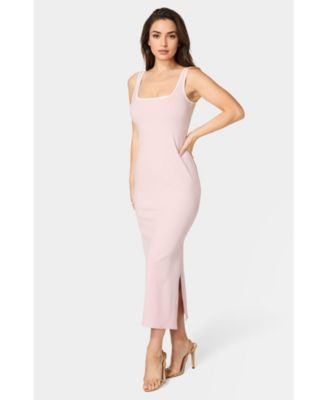 Women's Rib Contrast Square Neck Maxi Dress