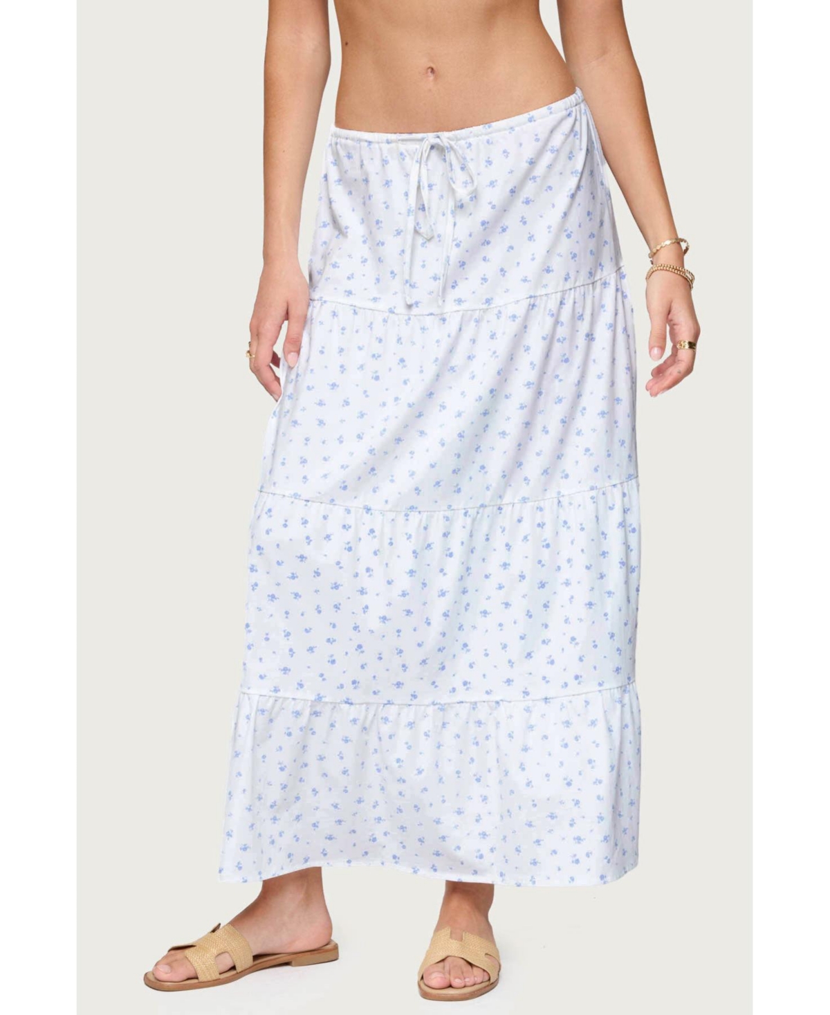 Women's Charley Floral Tiered Maxi Skirt - White