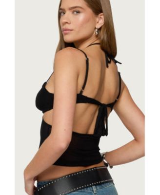 Women's Strappy Sheer Mesh Cupped Top