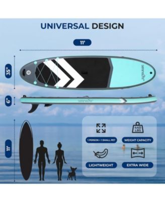 Inflatable Stand-Up Paddle-Board with Double-Action Hand Pump, 3-Piece Aluminum SUP Paddle, Leash, Black