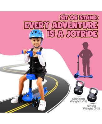 3-Wheel Foldable Kids Scooter - Child Toy Scooter with Built-in LED Wheel Lights, Foldable Seat, and Easy Maneuvering Lean-to-Steer