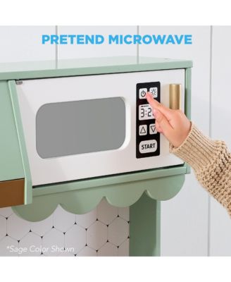 Pretend Play Cottage Kitchen Wooden Toy Set for Kids w/ 5 Accessories, Oven