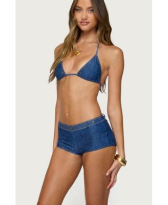 Women's Agnes Denim Printed Triangle Bikini Top