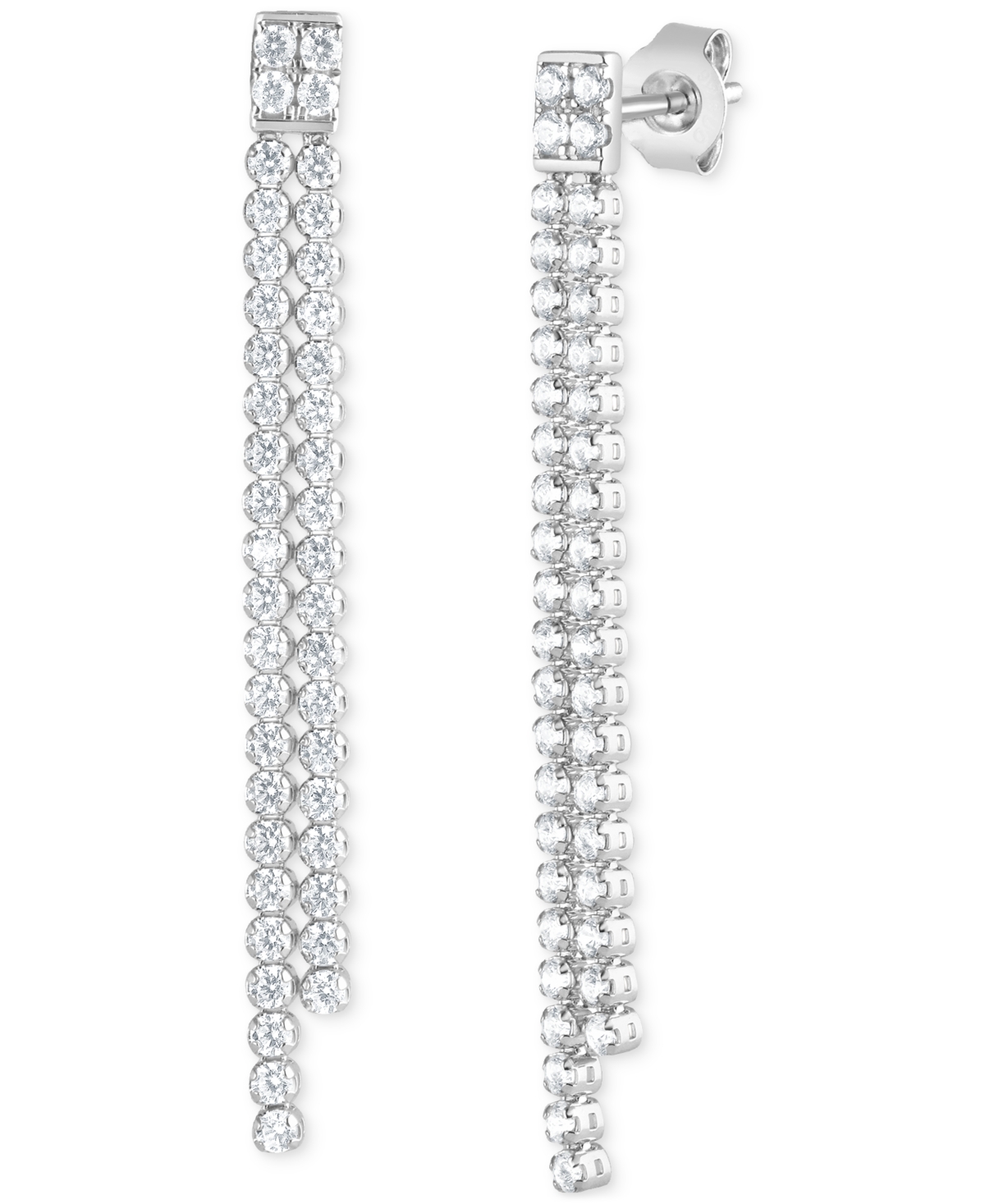 Badgley Mischka Lab Grown Diamond Linear Drop Earrings (1-3/4 Ct. T.w.) In 14k White Gold In Gold