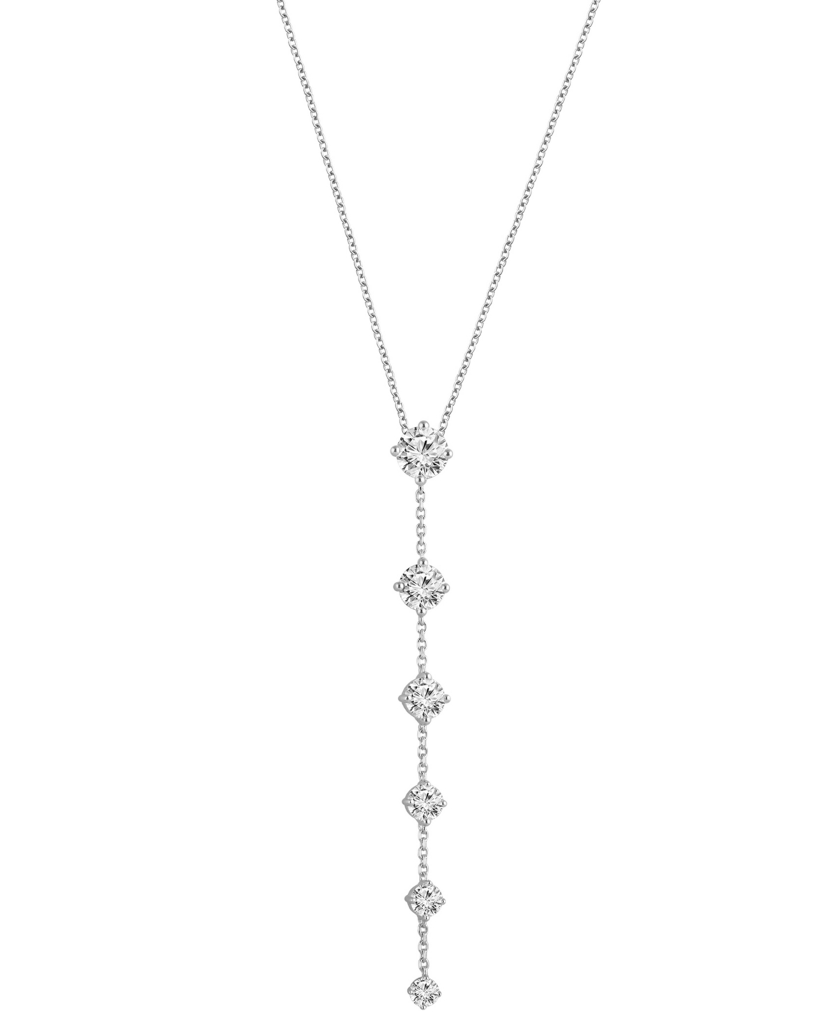 Lab Grown Diamond Graduated Lariat Necklace (3-1/2 ct. t.w.) in 14k White Gold, 16" + 2" extender - White Gold