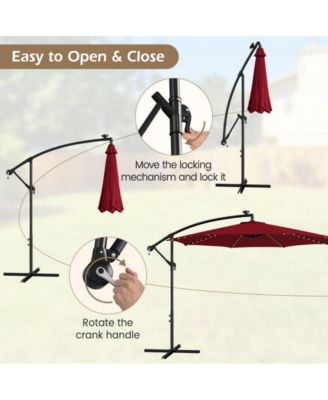 10 Feet Patio Umbrella with 112 Solar-Powered LED Lights