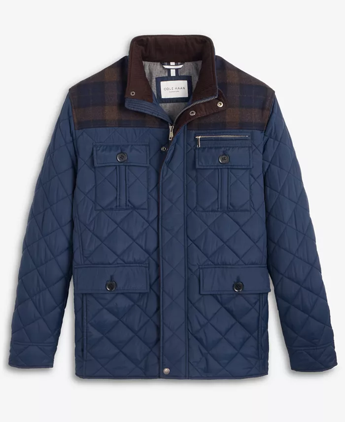Men's Mixed Media Quilted Jacket - thumbnail 3