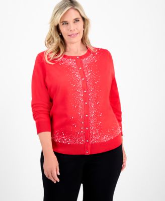 Plus Size Embellished Button-Front Cardigan, Macy's Exclusive