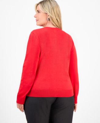 Plus Size Metallic Jacquard Button-Front Cardigan, Macy's Exclusive