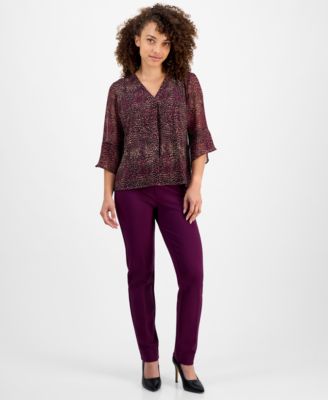 Petite Printed 3/4-Sleeve Blouse