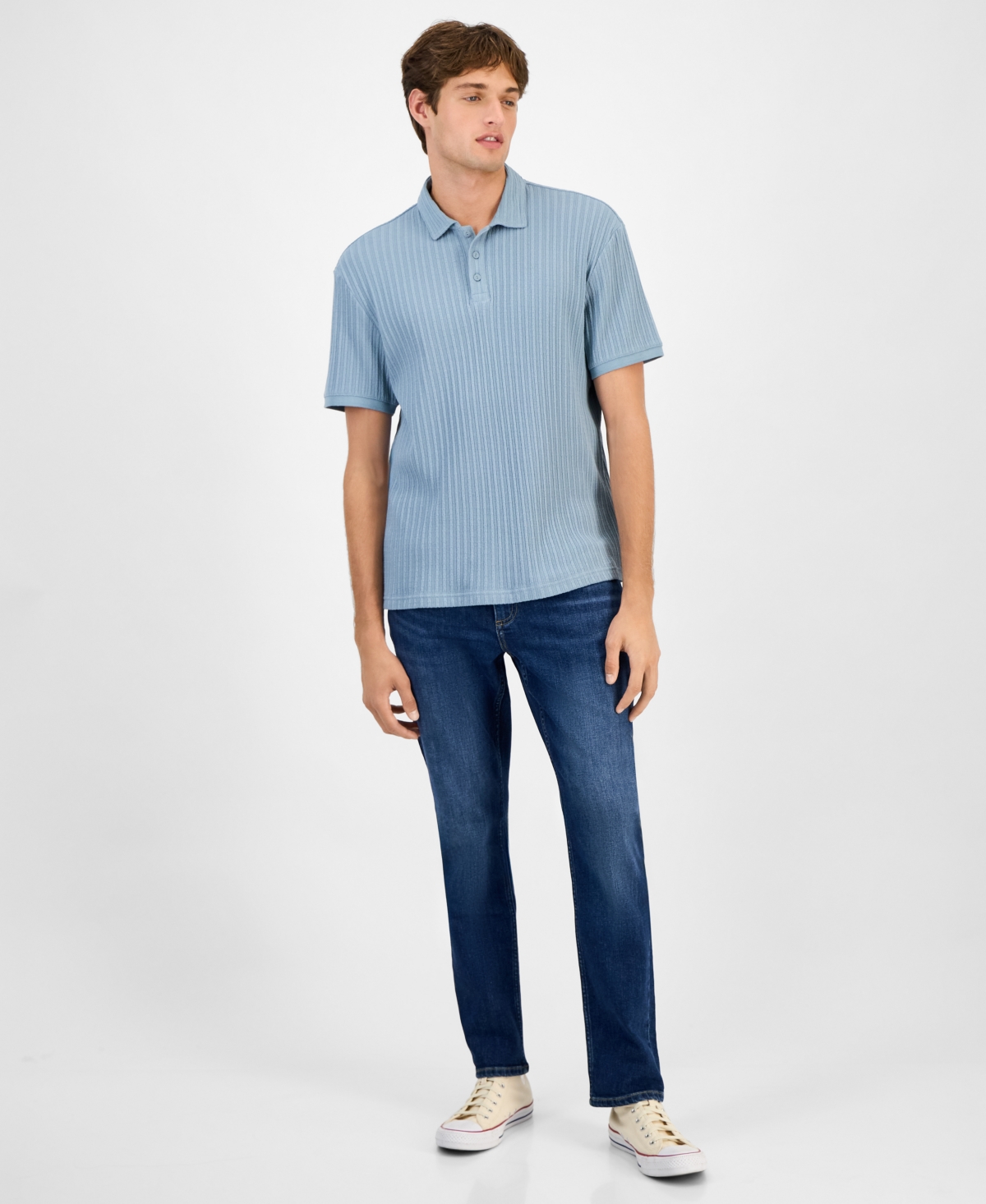 Sun + Stone Men's Rocco Textured Polo Shirt, Exclusively At Macy's In Blue
