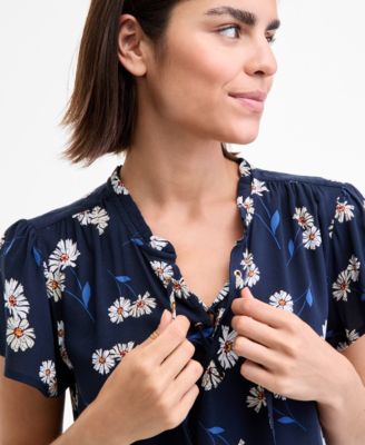 Women's Daisy Lace-Up Ruffled Blouse