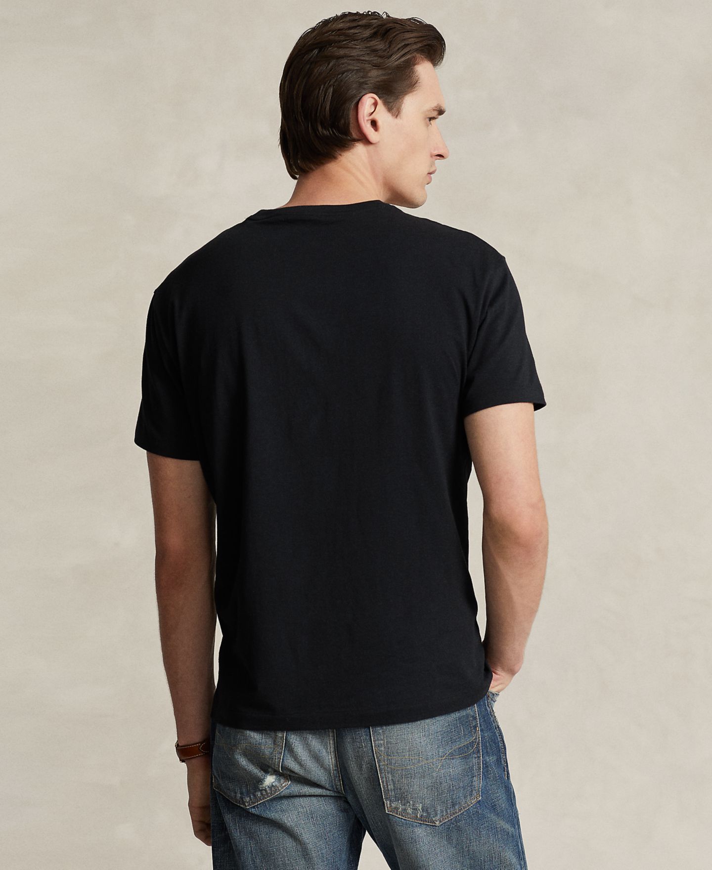 Мужская футболка Polo Ralph Lauren Classic-Fit Crewneck Pocket, цвет: Чёрный — фото 9