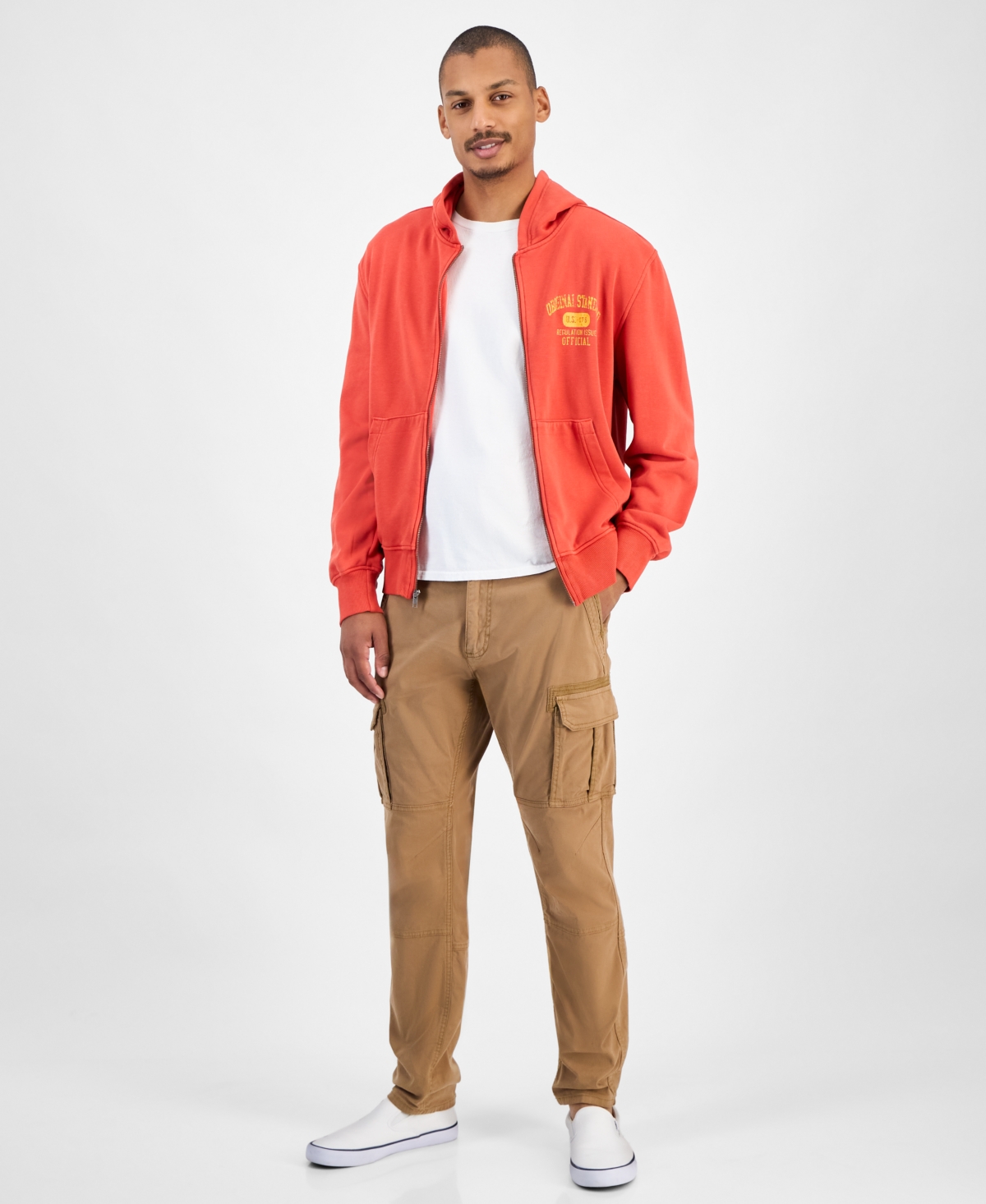 Sun + Stone Men's Graphic Zip Hoodie, Macy's Exclusive In Orange