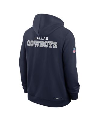 Men's Navy Dallas Cowboys Sideline Initial Home Performance Pullover Hoodie