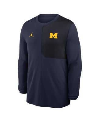 Men's Navy Michigan Wolverines 2025 Sideline Coach UV Performance Long Sleeve T-Shirt