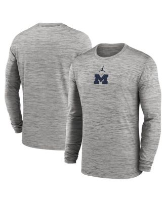 Jordan - Men's Gray Michigan Wolverines 2025 Sideline Velocity Performance Long Sleeve T-Shirt