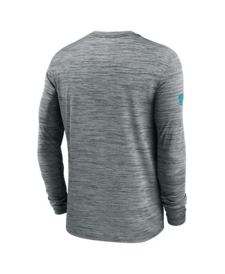 Men's Gray Miami Dolphins Sideline Velocity Performance Long Sleeve T-Shirt