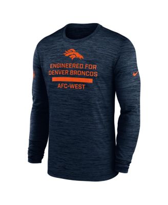 Men's Navy Denver Broncos Sideline Velocity Performance Long Sleeve T-Shirt