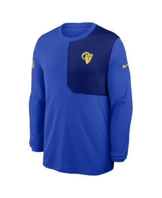Men's Royal Los Angeles Rams Sideline Coach UV Performance Long Sleeve T-Shirt