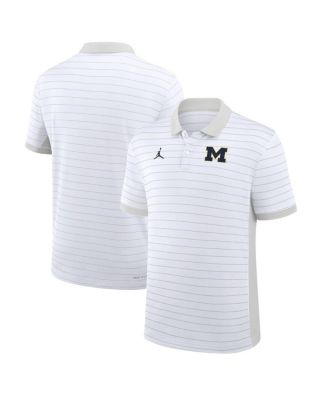 Jordan - Men's White Michigan Wolverines 2025 Early Season Coaches Sideline Victory Stripe Performance Polo Shirt