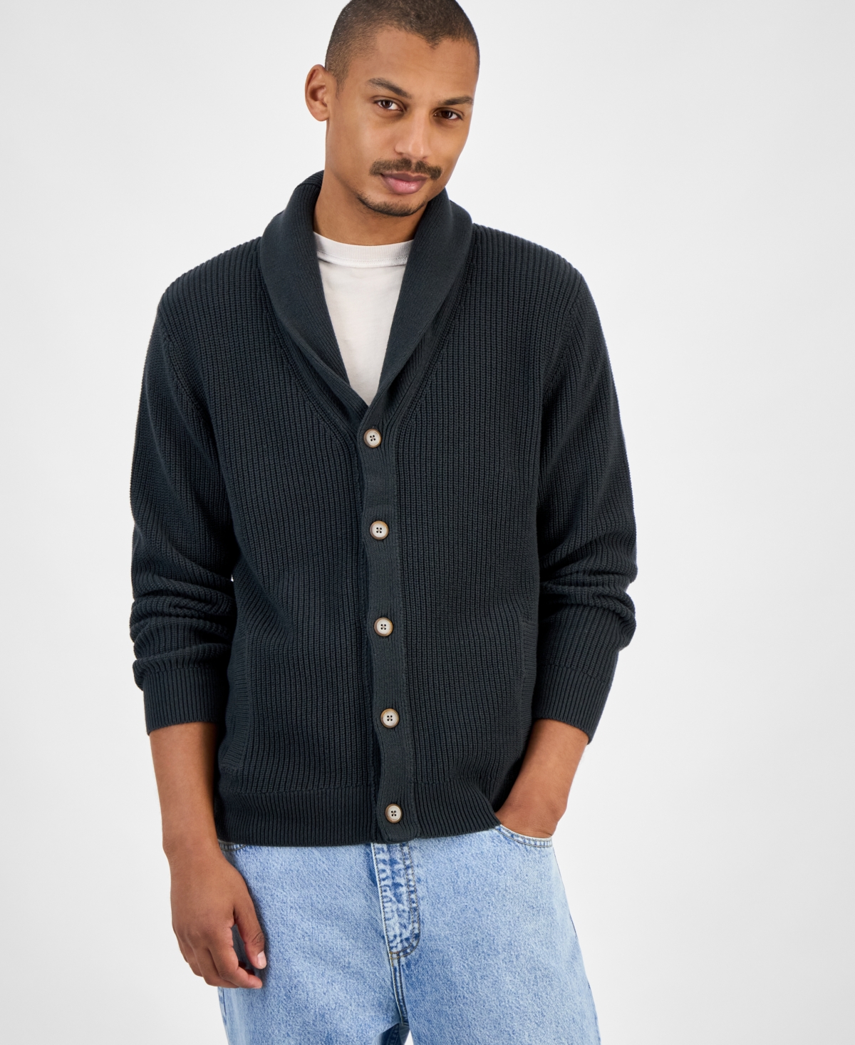 Men's Shawl-Collar Cardigan, Macy's Exclusive - Dark Rust